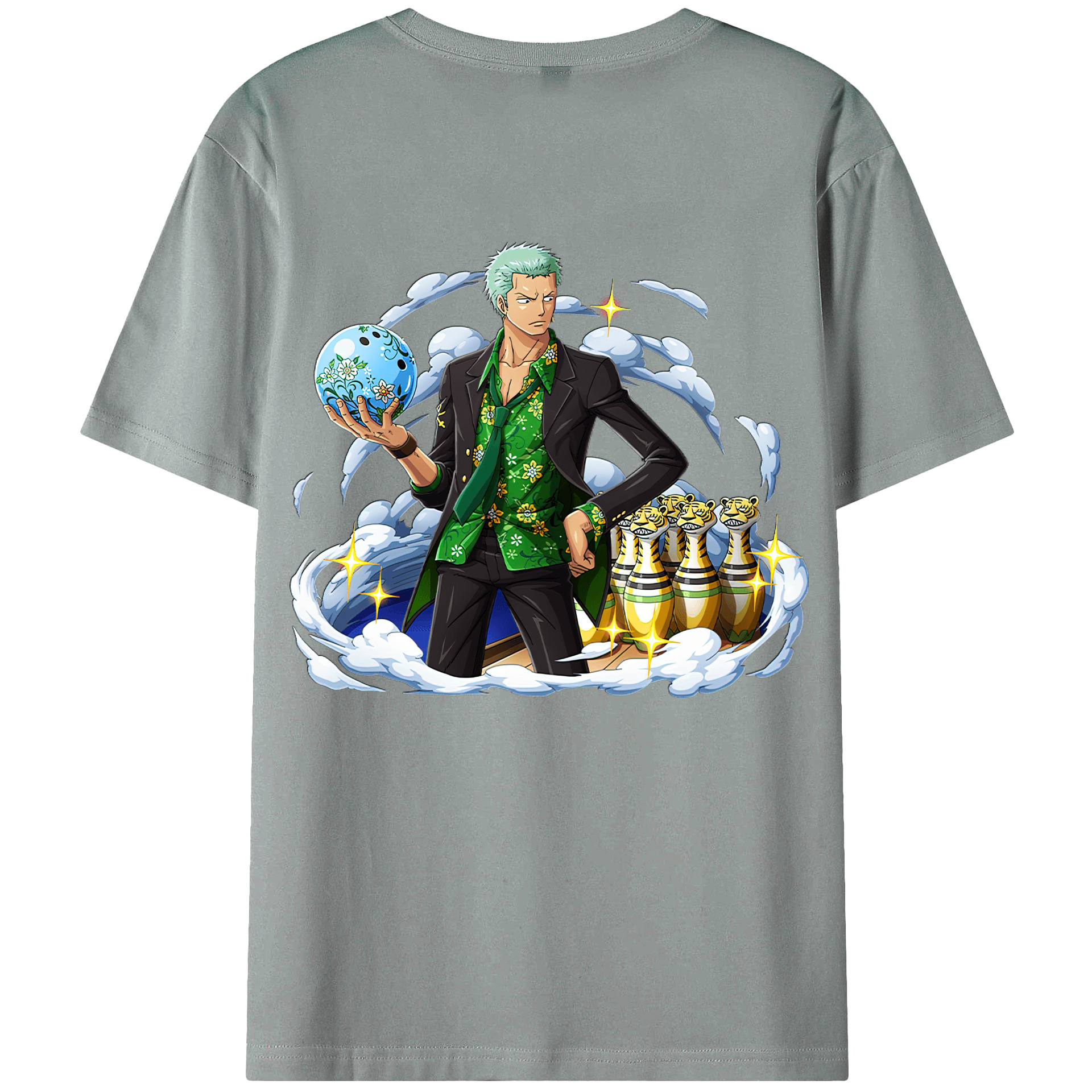 ワンピース ロロノア・ゾロ ONE PIECE Roronoa Zoro 綿100％ メンズ半袖Tシャツ（バックプリント） 通気性